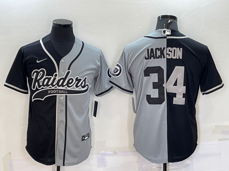 Men Oakland Raiders #34 Jackson Black grey 2022 Nike Co branded NFL Jerseys->oakland raiders->NFL Jersey
